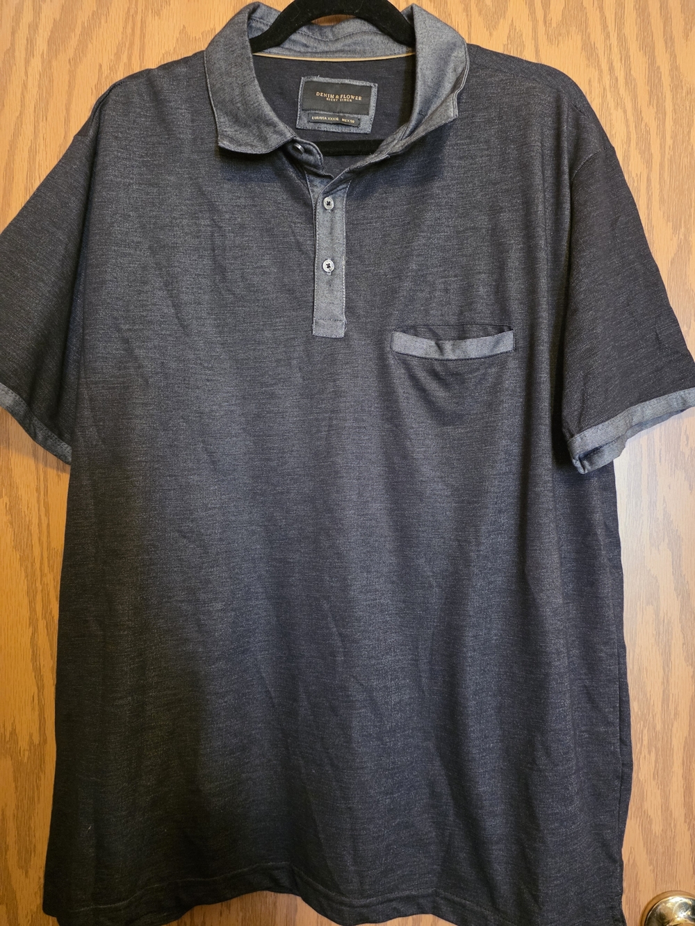 Denim & Flower Men's Dark Gray Polo with Contrast Trim